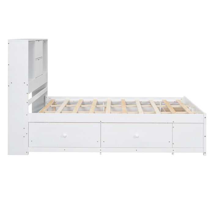 Platform Bed With Storage Headboard And 8 Drawers