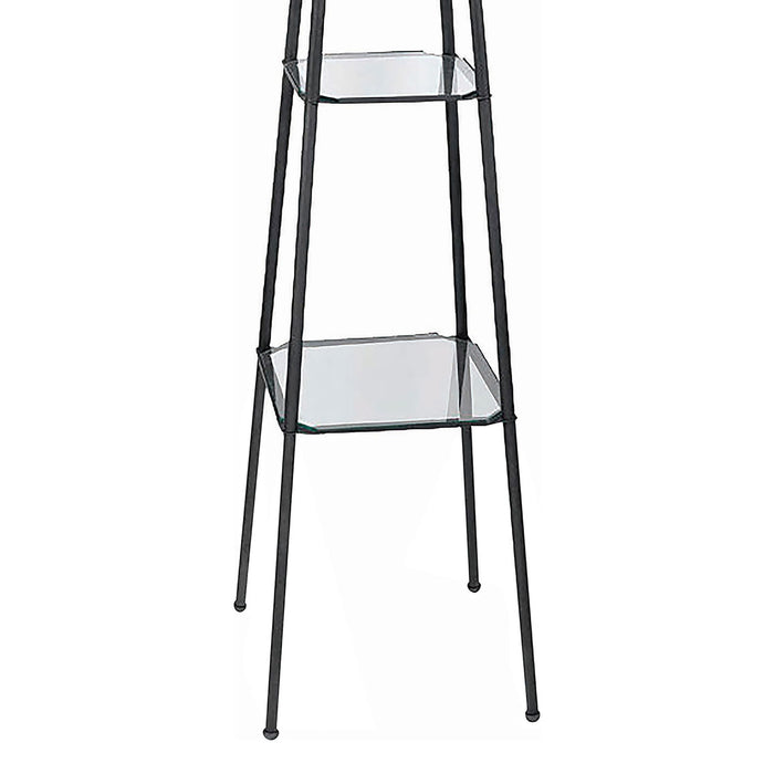Sentinel - 3 Shelf Frosted Torchiere Floor Lamp With Shelves - Black
