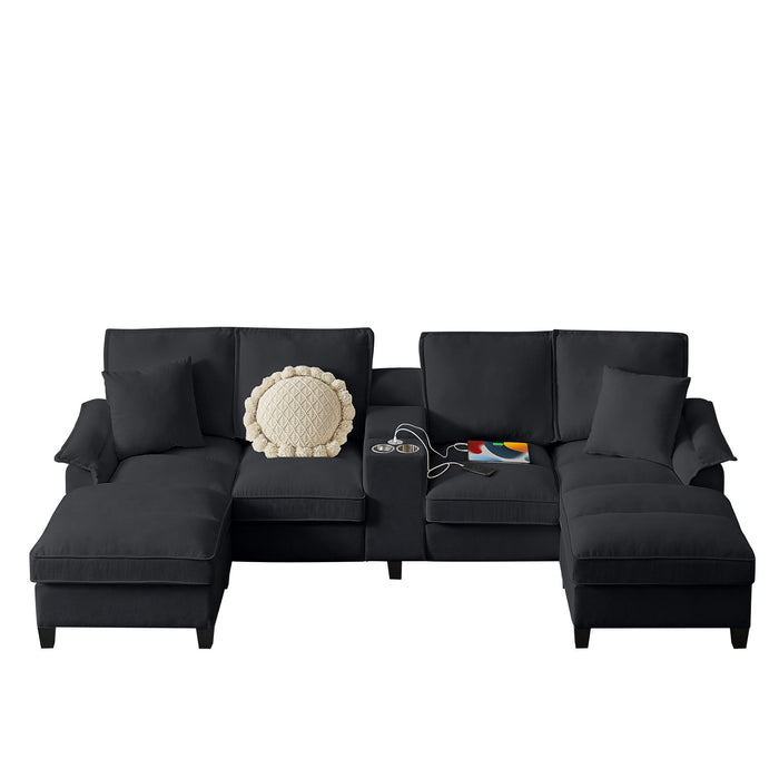 Modern U-Shaped Sectional Sofa Bed With Storage