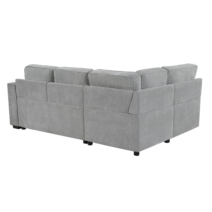 Convertible Sectional L-Shaped Sofa With Dual Pull-Out Sleepers, Flip-Top Table, USB Ports, Cup Holder & Storage