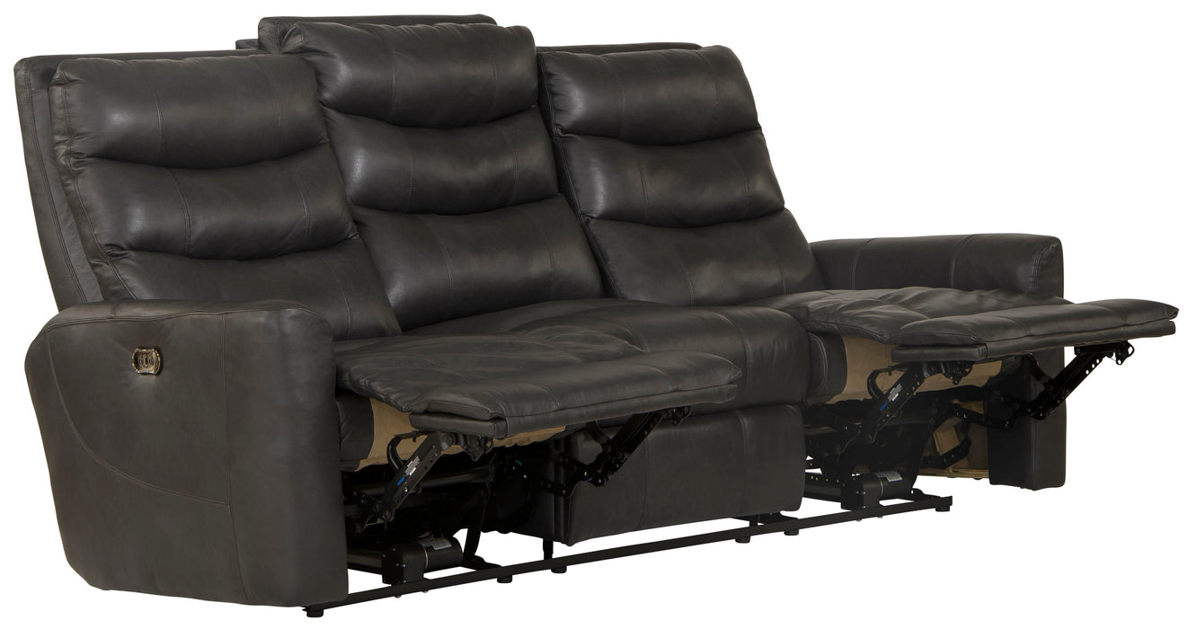 Bosa - Leather Power Reclining Sofa - Charcoal