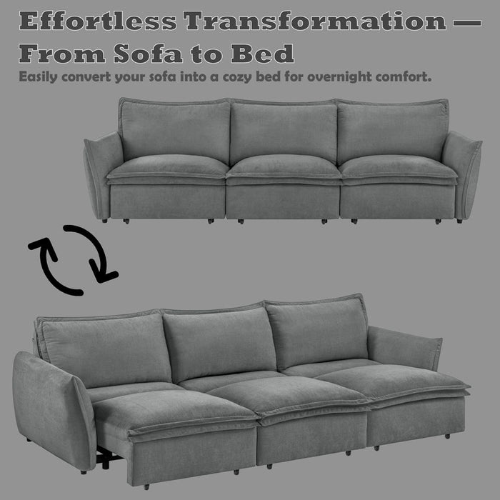 Eaden - Power Sofa With Sleeper - Gray Chenille
