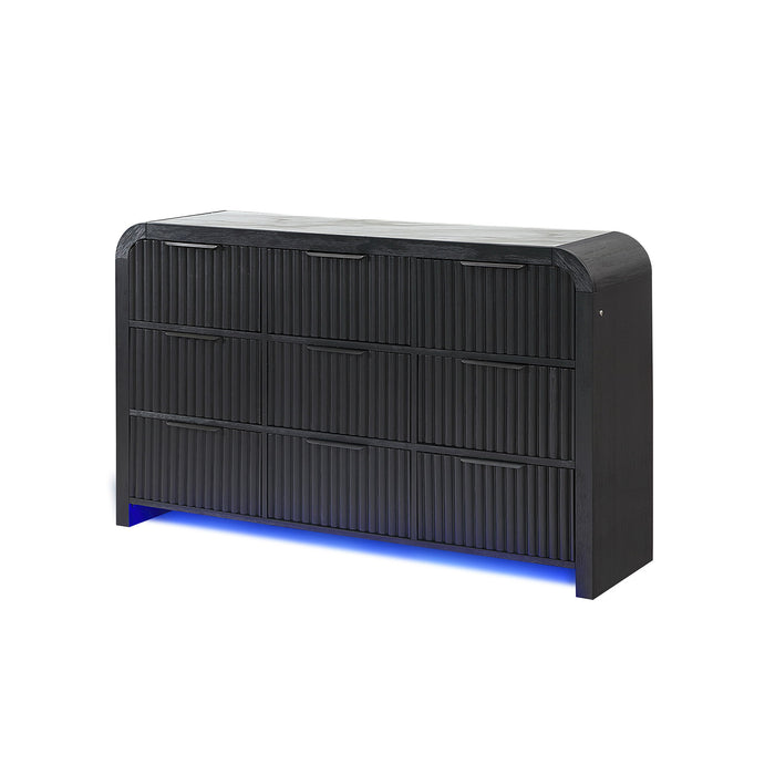 Beverly - Dresser With LED Light, Edge Pulls - White / Black