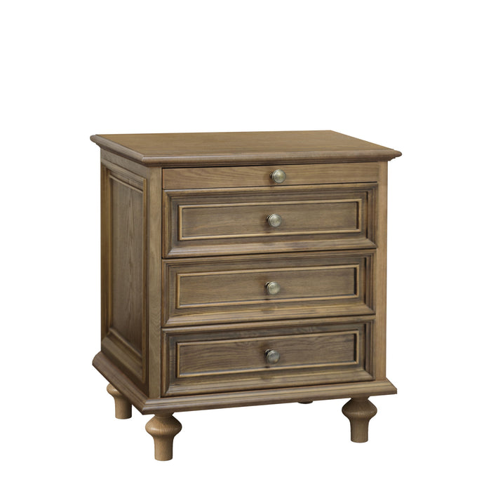 Nightstand With 4 Drawers With Hidden Pull Out Shelf - Light Brown