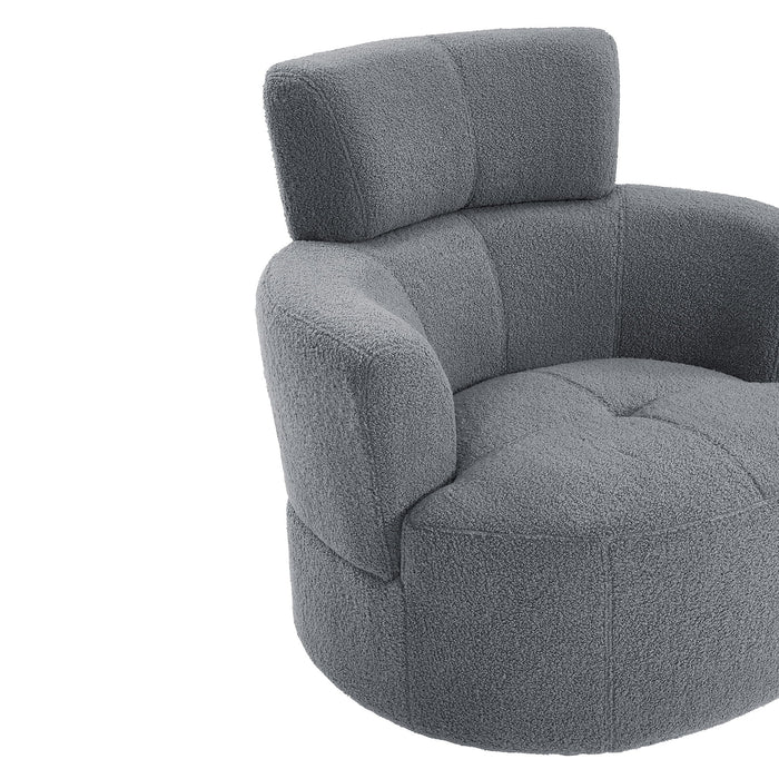 360° Swivel Chair Upholstered Accent Barrel Chair With Adjustable Headrest
