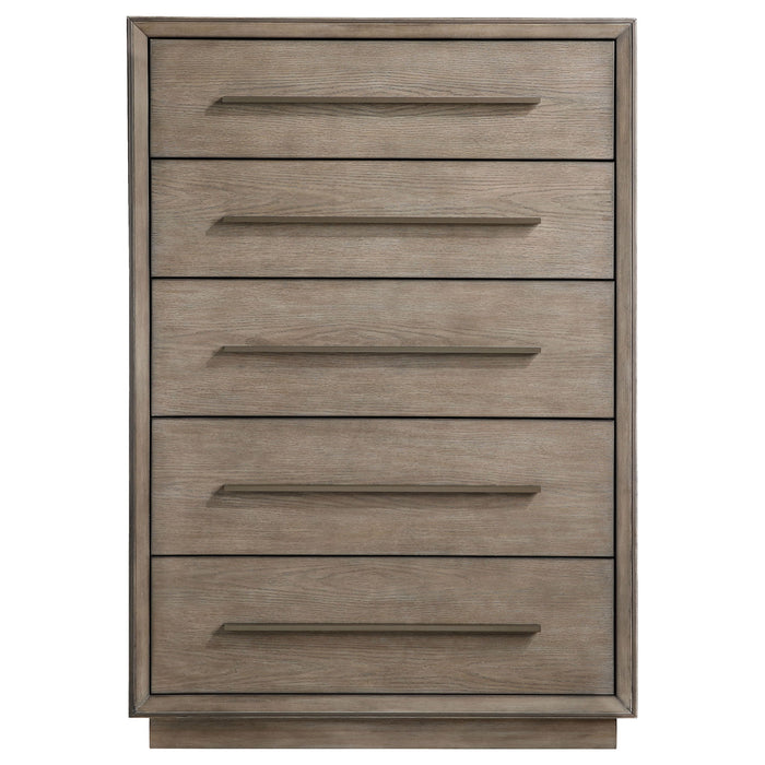 Prescott - 5 Drawer Bedroom Chest With Mitered Trim - Taupe