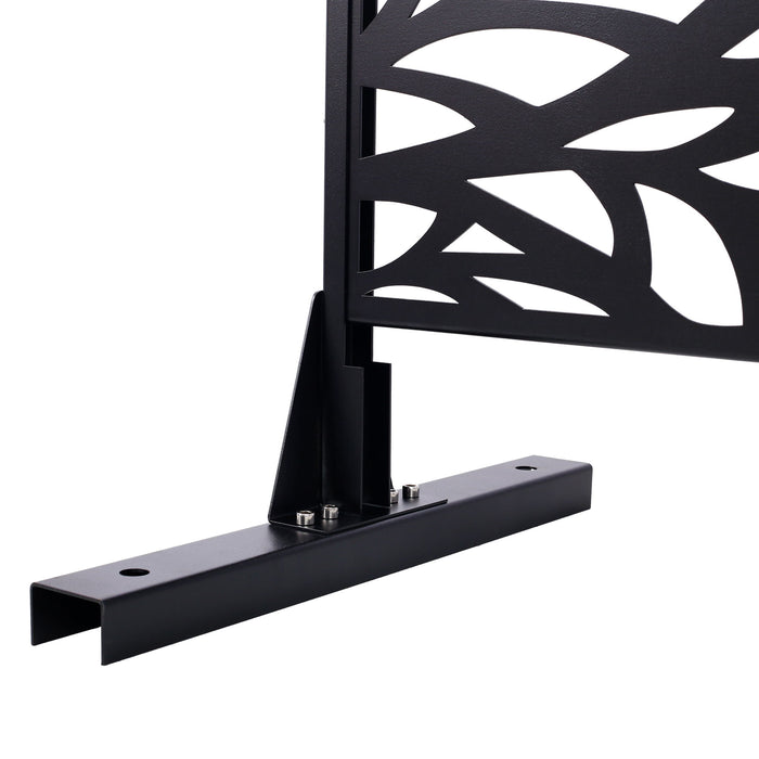 Outdoor & Indoor Privacy Screen Metal Privacy Screen, Freestanding Decorative Privacy Screen For Deck Balcony Patio - Black