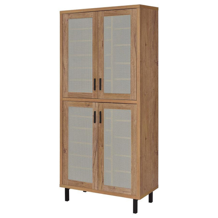 Teller - 4-Door Tall Shoe Storage Cabinet - Natural Oak