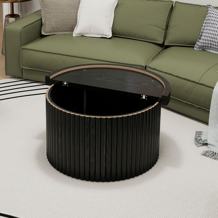 Coffee Table, Round Coffee Table, Modern Side Tables Accent End Table For Living Room, Apartment - Black