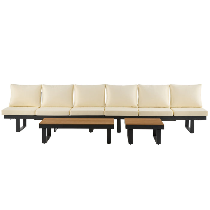 Outdoor Sectional Sofa Set With Adjustable Reclining Seats