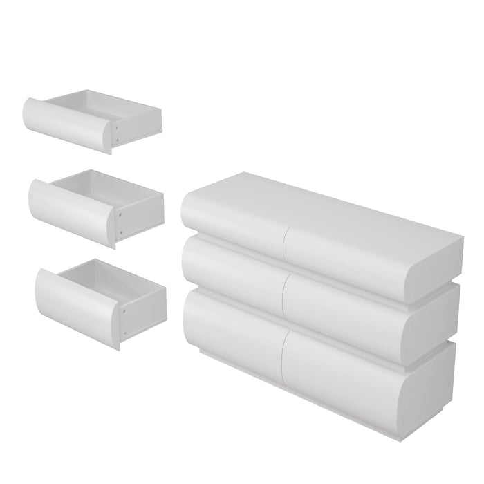 Minimalist Modern 6 Drawer Dresser, Handle Free Design With Wide Storage