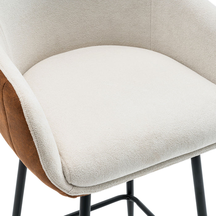 Modern Style Counter Height Bar Stools, With Comfortable Upholstery, Durable Metal Legs Ensure Stability - Brown