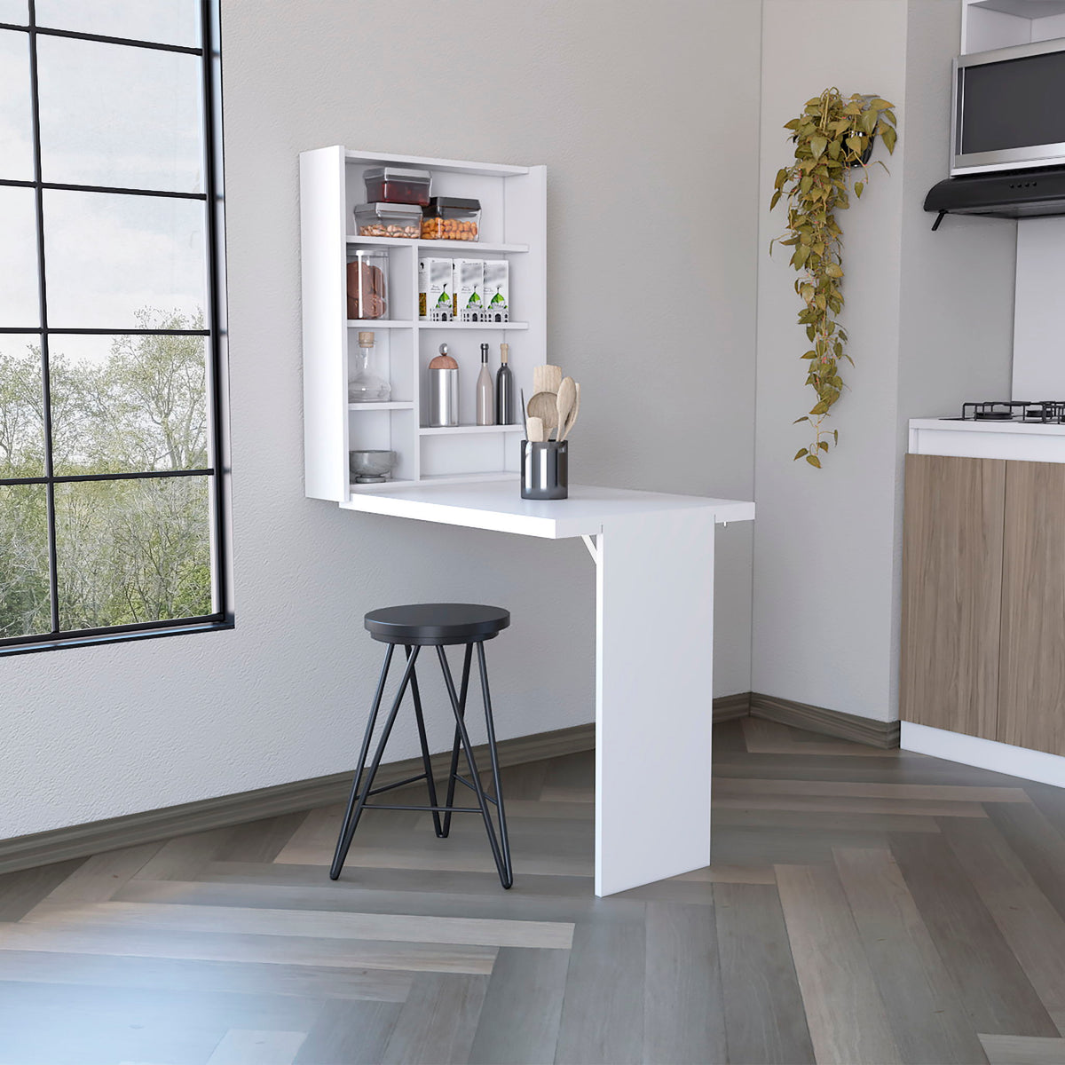 Wall Foldable Table With Multiple Shelves - White Quick Shipping ...