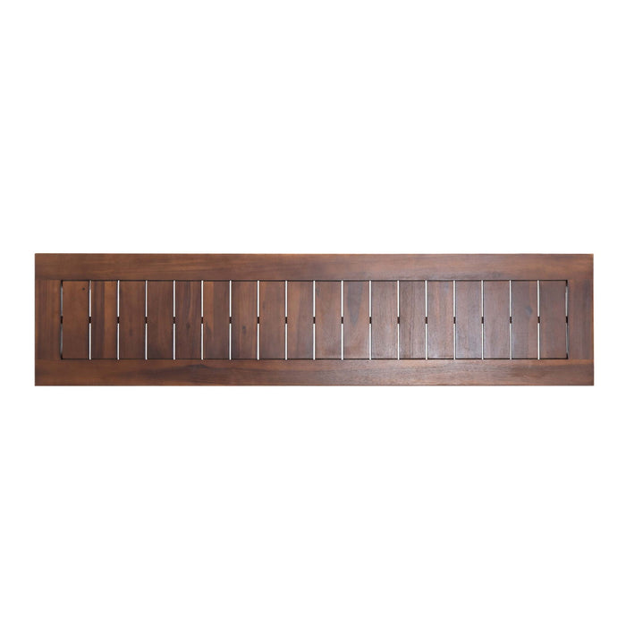 Acacia Wood Outdoor Bench With Beautiful Slat Paneling - Dark Brown
