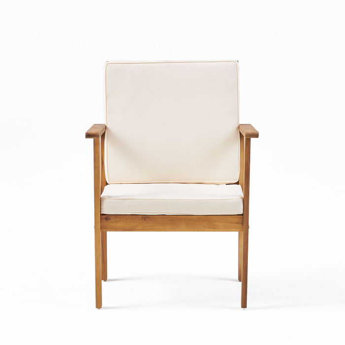 3 Piece Patio Set With Slatted Design, 2 Club Chairs And Coffee Table - Brown