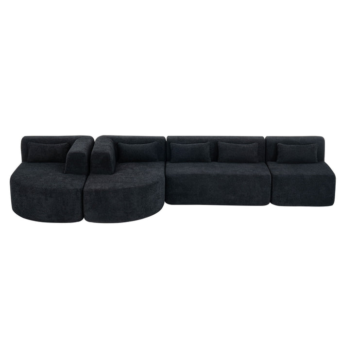 Upholstered Sofa Free Combined Sofa Couch With 2 Chaise Lounge And Five Back Pillows For Living Room