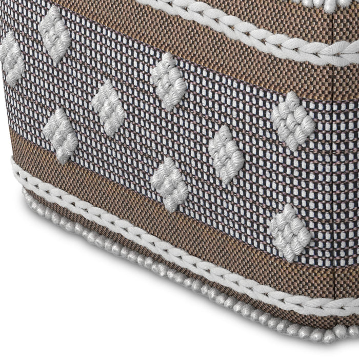 Mapleton - Outdoor / Indoor Pouf - Beige Gray / White