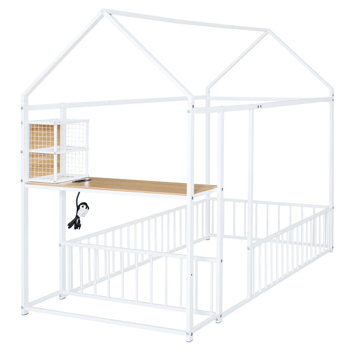 House Frame With Desk, Shelves, Power Outlets And USB Ports