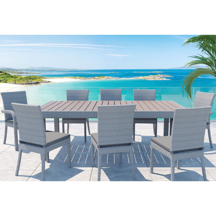Balcones 9 Piece Outdoor Dining Table Set With 8 Dining Chairs, Gray / Dark Gray