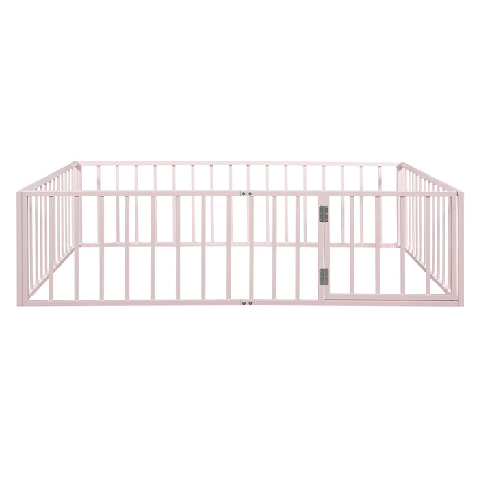 Metal Floor Bed Frame With Fence And Door