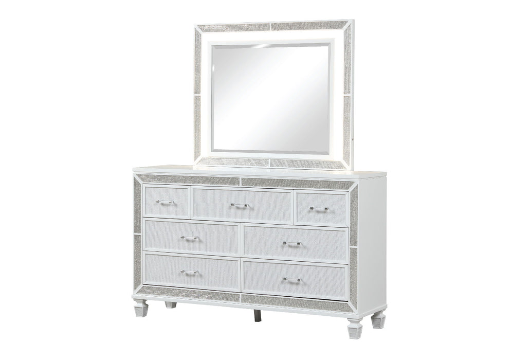 Crystal King 4 Pieces Storage Wood Bedroom Set Finished In White