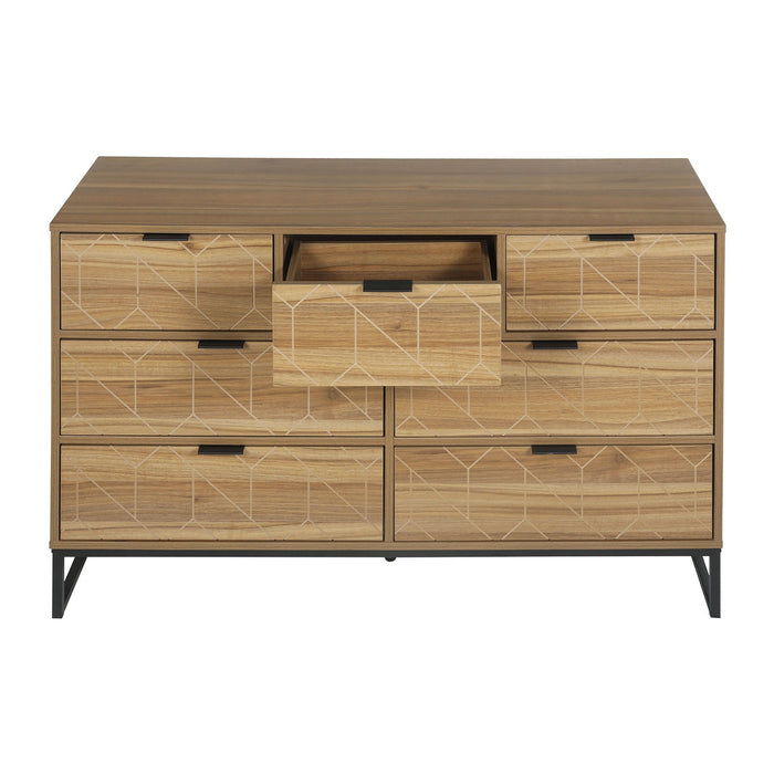 Modern 7 Drawer Dresser Cabinet - Walnut