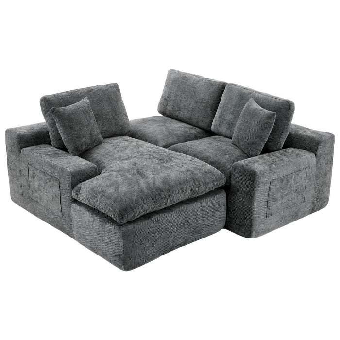 Cloud Sectional Sofa With Double Layer Cushion And Side Pockets, Free-Combined