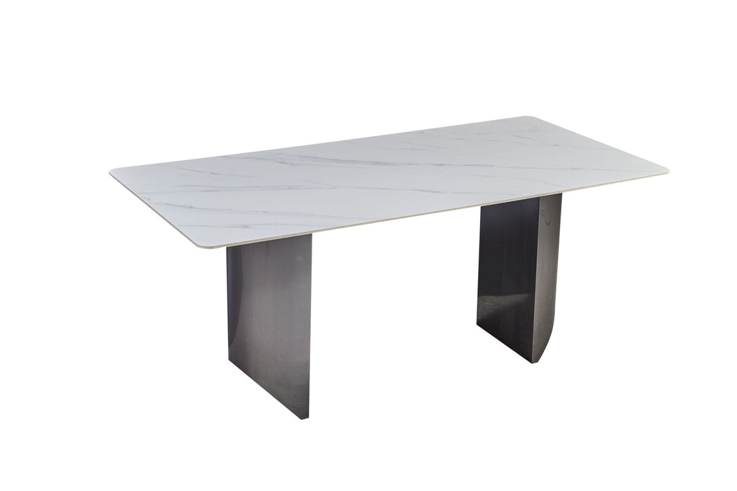 Black Titanium Stainless Steel Dining Table With Rock Plate (Excluding Chairs)