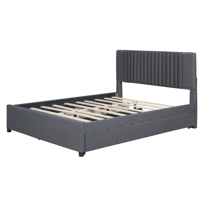 Upholstered Platform Bed With Drawers, Classic Headboard Design