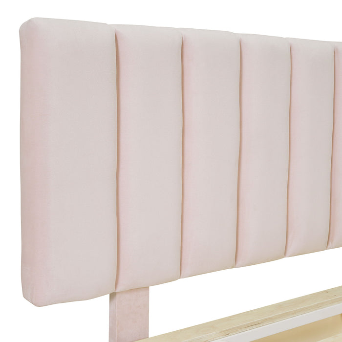 Upholstered Floating Hydrualic Platform Bed With LED Light And USB Port