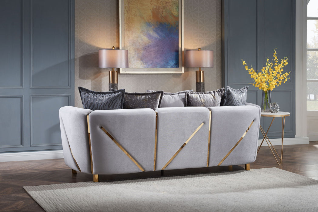 Chanelle Thick Velvet Upholstered Sofa Made With Wood In Gray