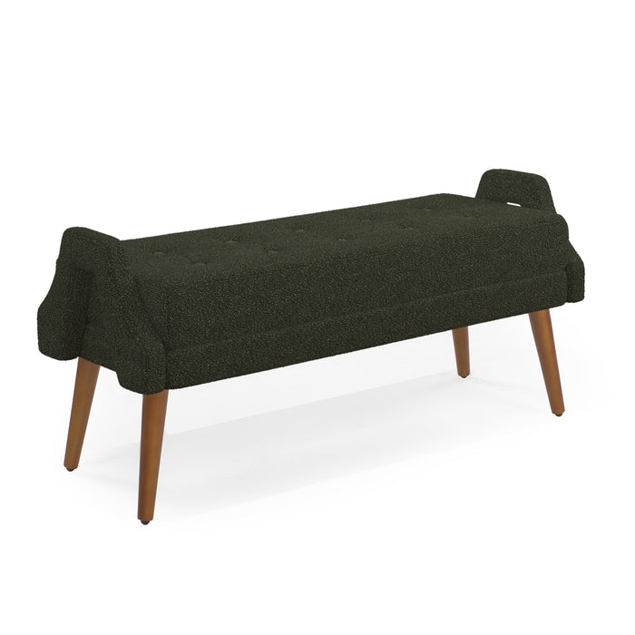 Modern Living Room Bench With Looped Yarn Fabric And Rubber Wooden Legs