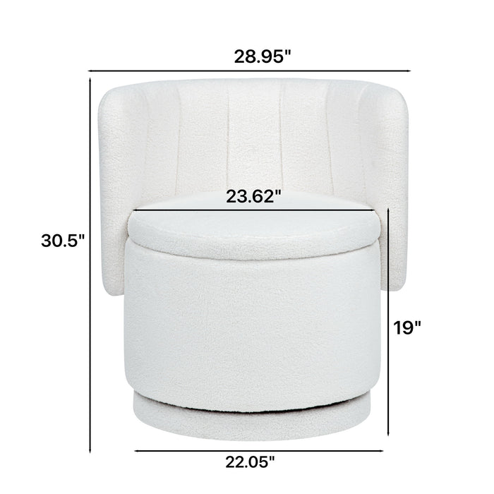 Modern 360 Degree Swivel Back Sofa Chair With Storage Space Boucle, Perfect For Bedroom And Living Room - Beige