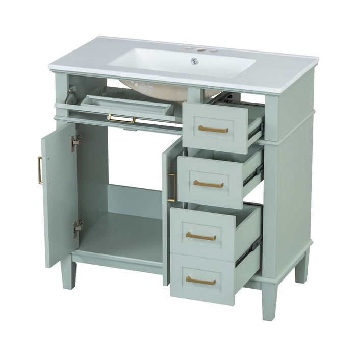 Modern Bathroom Vanity With Ceramic Sink, Soft Close Storage Cabinet