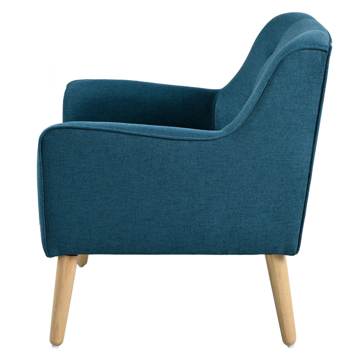 Modern Arm Chair With Tufted Back And Wooden Legs