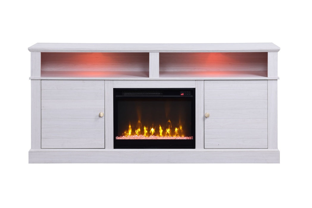 Terra - TV Stand Console With Fireplace - White Walnut