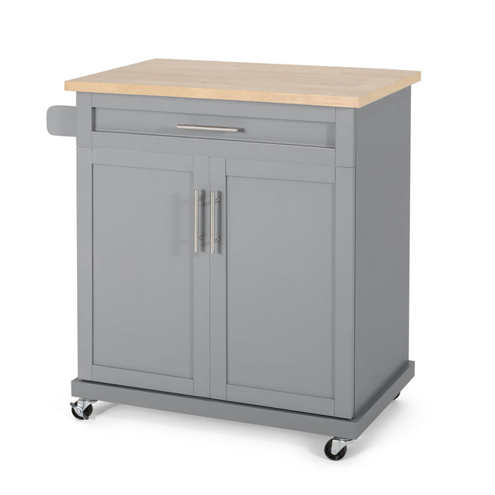 Negley - Contemporary Kitchen Cart With Wheels - Gray