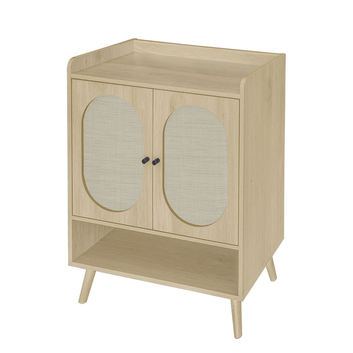 2 Door Shoe Rack, Freestanding, Modern Shoe Storage Cabinet, For Entryway - Natural