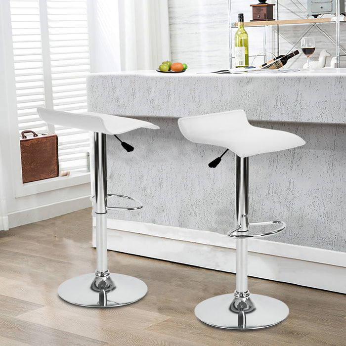 Bar Stools (Set of 2) Counter Bar Stools With Swivel Bar And Adjustable Height, Modern Pvc Barstools Bar Chairs - White