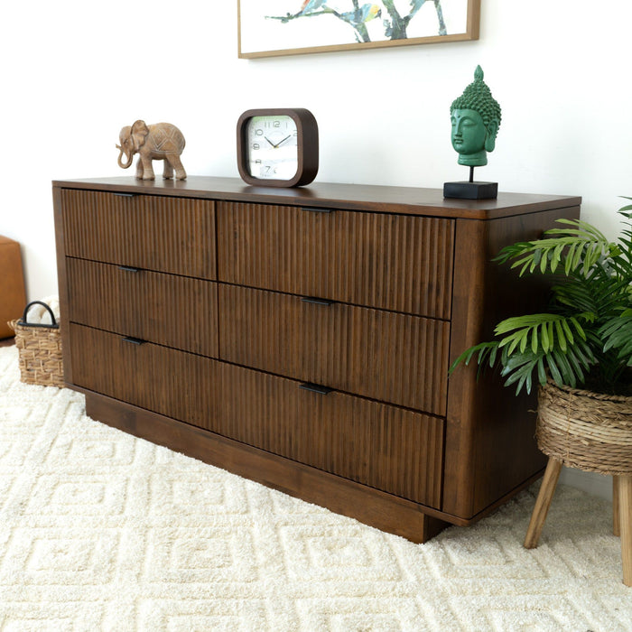 Lola - Mid-Century Modern Dresser With 6 Drawers - Dark Brown
