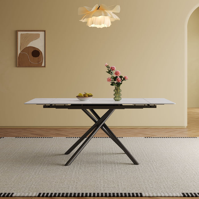 Retractable Sintered Stone Dining Table Set With Chairs
