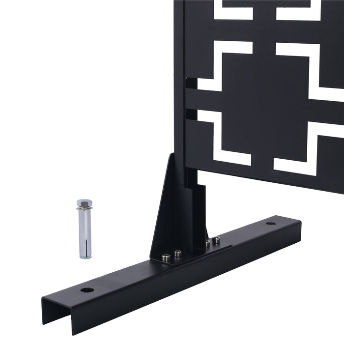 Outdoor / Indoor Privacy Screen Metal Privacy Screen, Freestanding Decorative Privacy Screen For Deck Balcony Patio - Black