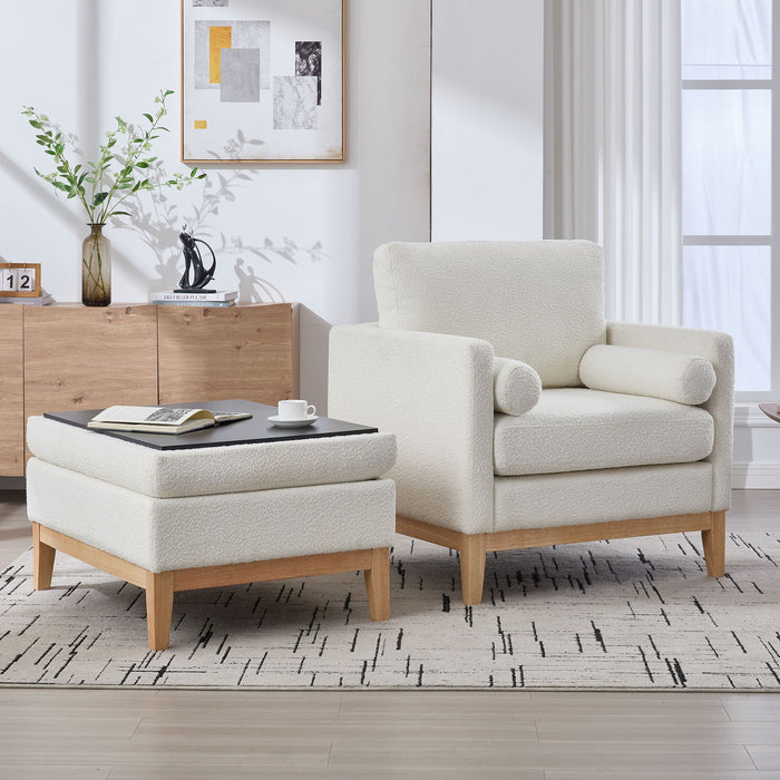 Oversized Swivel Barrel Accent Chair And Ottoman Set With Storage