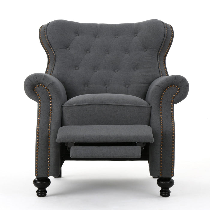 Accented Push Back Recliner Chair With Rolled Arms, Enjoy Cocooning Comfort