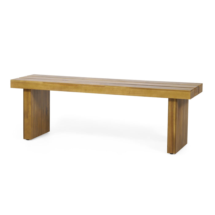 Nahanni - Rustic Acacia Wood Bench With Slat Design - Natural