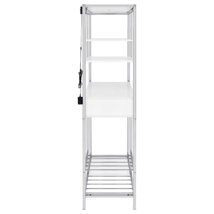 Figueroa - 5-Shelf Wine Storage Bar Cabinet - White High Gloss