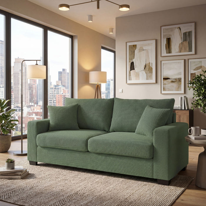 2 Seater Sofa, 2 Throw Pillows For Living Room