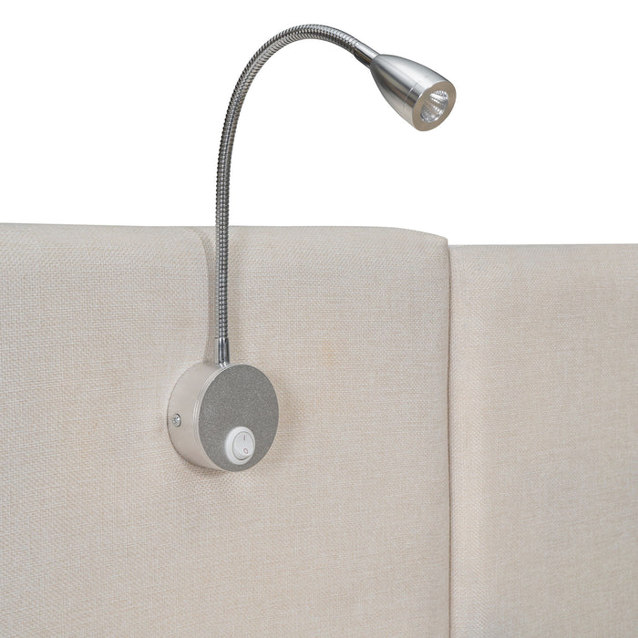 Upholstered Platform Bed With Reading Lights, Drawers, Trundle And Shelves