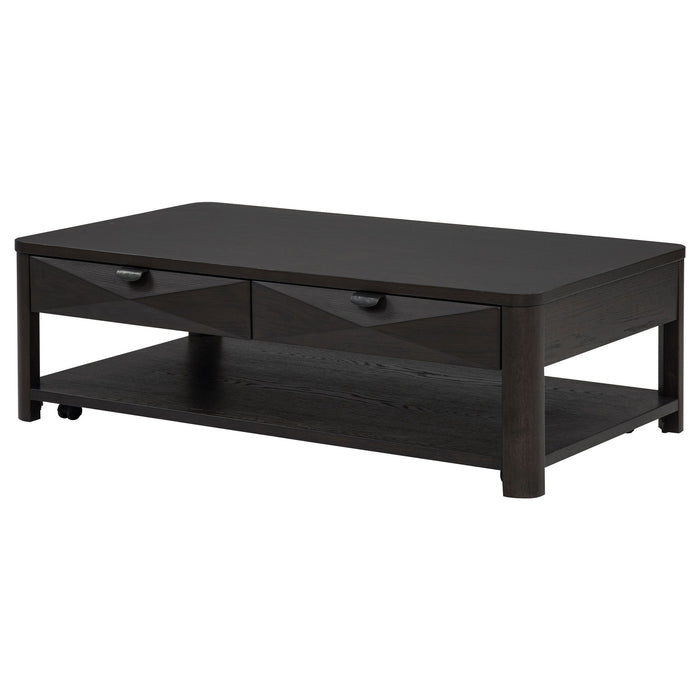 Marcelo Wood Coffee Table with 2 Drawers and Shelf Coffee