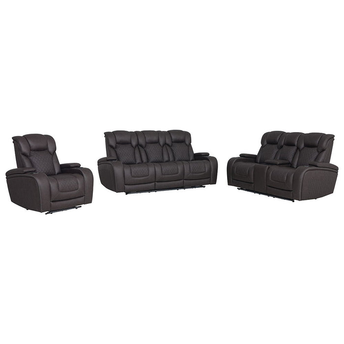Wendell - Power Motion Loveseat With Console, Wireless Charger, Storage, USB & LED - Dark Gray